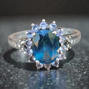 Sterling London Blue Topaz And Tanzanite Ring